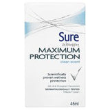 Sure Women Maximum Protection Clean Cream Antiperspirant Deodorant 45Ml